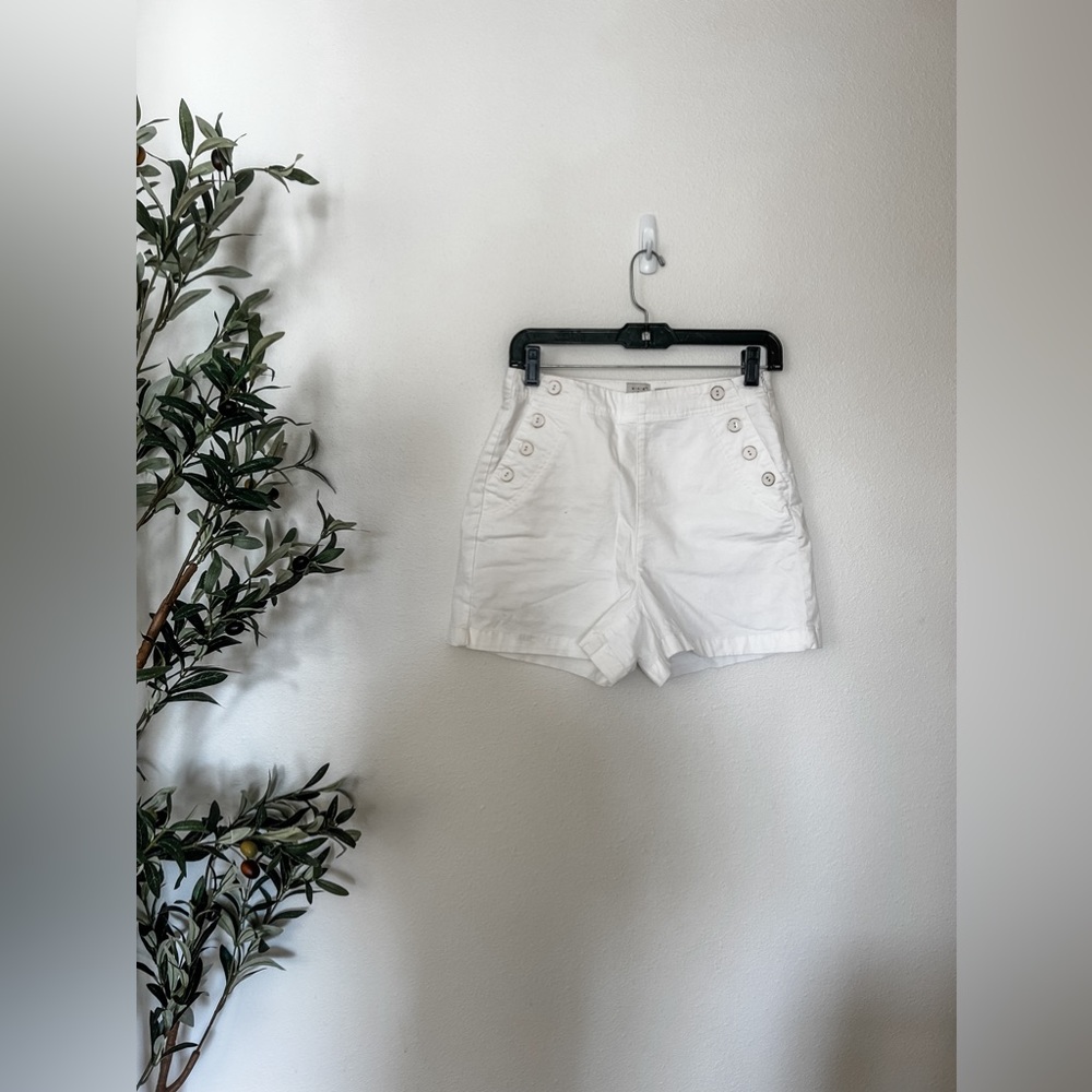 A New Day • White Button Shorts